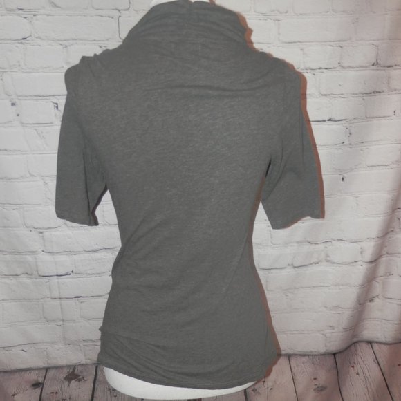 Deletta Gray Knit Top Medium Cascading Ruffle - Picture 4 of 5